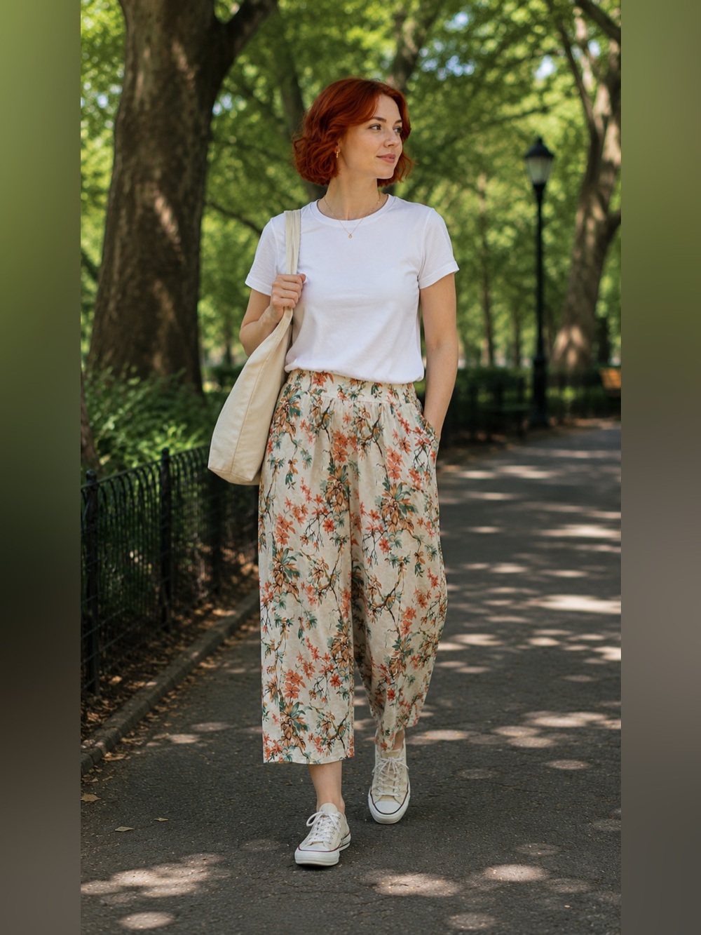 My Sunday Morning Wide Leg  Floral Pants Cropped SZ M